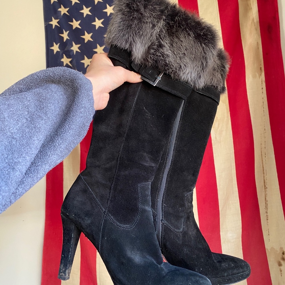Rabbit and Suede Italian Boots